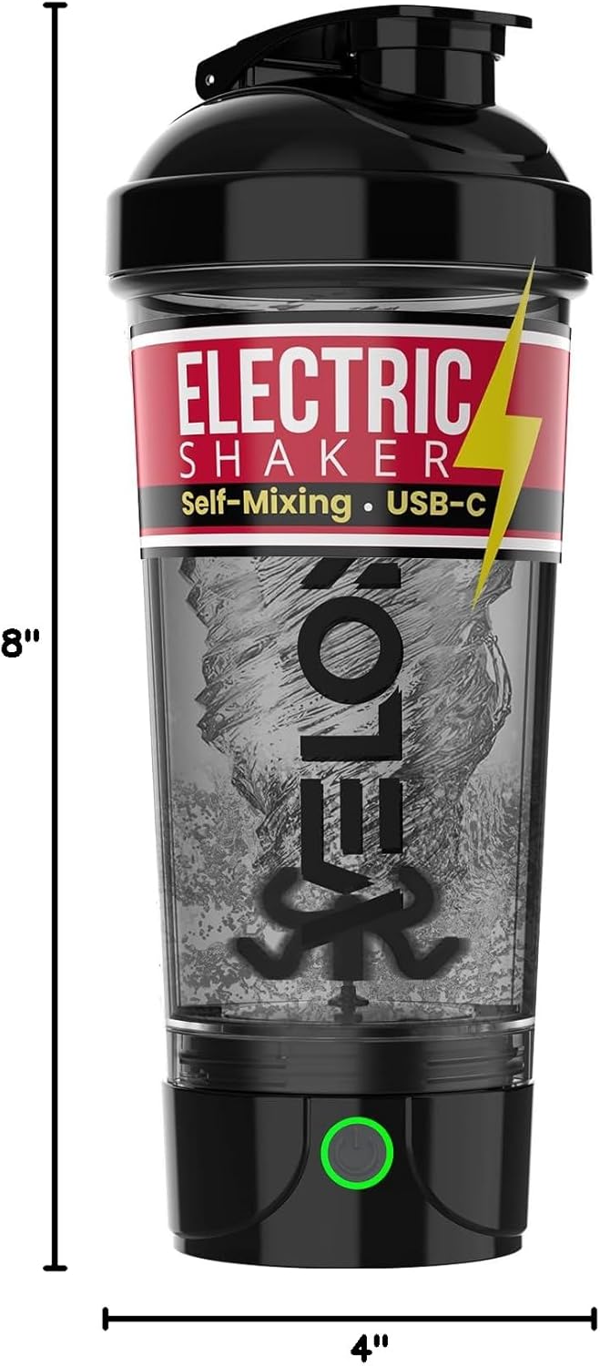 VELOMIX Electric Protein Shaker Bottle - 24 oz | USB-C Rechargeable | Leak Proof Shaker Cups for Protein Shakes | Portable Blender for Shakes and Smoothies (Electric-Transparent)