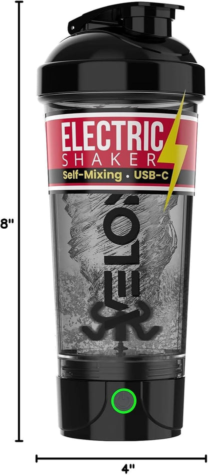 VELOMIX Electric Protein Shaker Bottle - 24 oz | USB-C Rechargeable | Leak Proof Shaker Cups for Protein Shakes | Portable Blender for Shakes and Smoothies (Electric-Transparent)