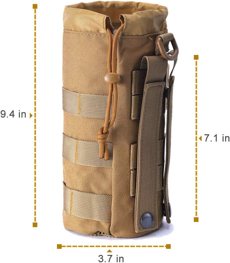 Upgraded Sports Water Bottles Pouch Bag, Tactical Drawstring Molle Water Bottle Holder Tactical Pouches, Travel Mesh Water Bottle Bag Tactical Hydration Carrier