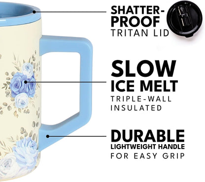 Elemental Insulated Coffee Mug - Triple-Wall Stainless Steel Summit Travel Cup for Hot and Cold Drinks - Thermal Coffee Mug with Lid and Handle for Camping, Office & Travel 16oz - Rainbow Speckle