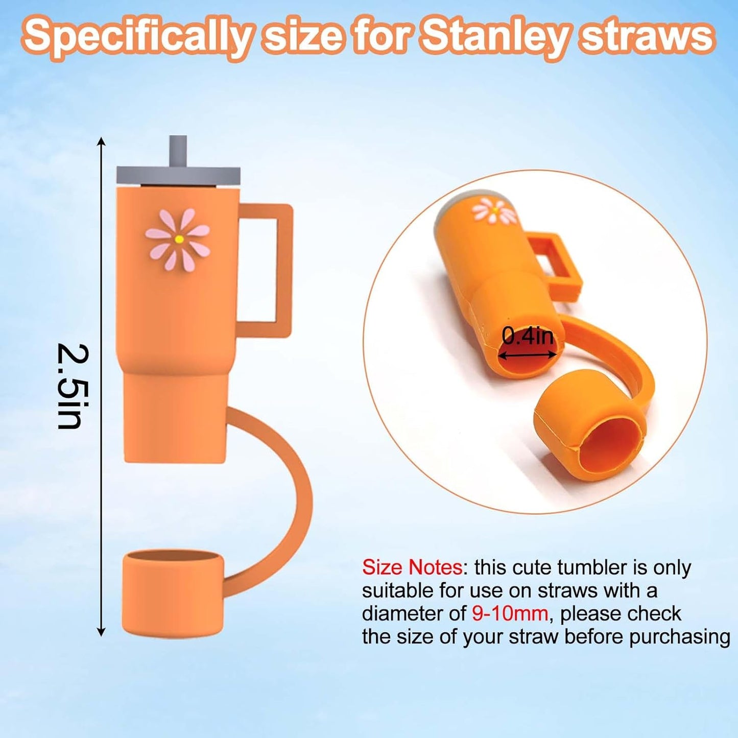 AIERSA 5Pcs Silicone Straw Cover Cap Compatible with 30&40 Oz Tumblers, Straw Tip Covers for Cups Accessories