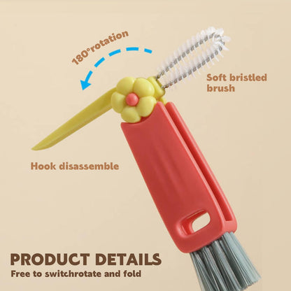 3 in 1 Cup Lid Cleaning Brush, 3 in 1 Multifunctional Cleaning Brush Portable Cup Lid Cleaner for Bottle Gap Tight Spaces Cup, Portable Cup Lid Cleaner with Brush, 3 Pcs