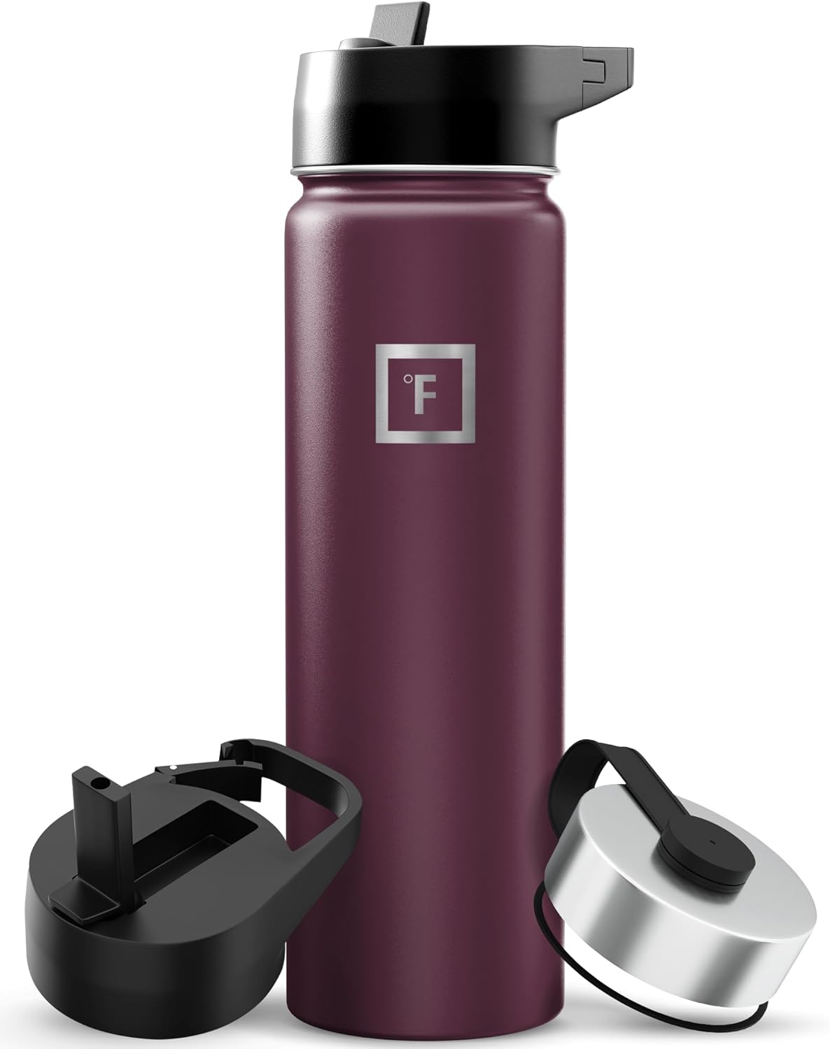IRON °FLASK Camping & Hiking Hydration Flask with Straw, Wide Mouth Insulated Stainless Steel Sports Water Bottle - 22 oz Aurora