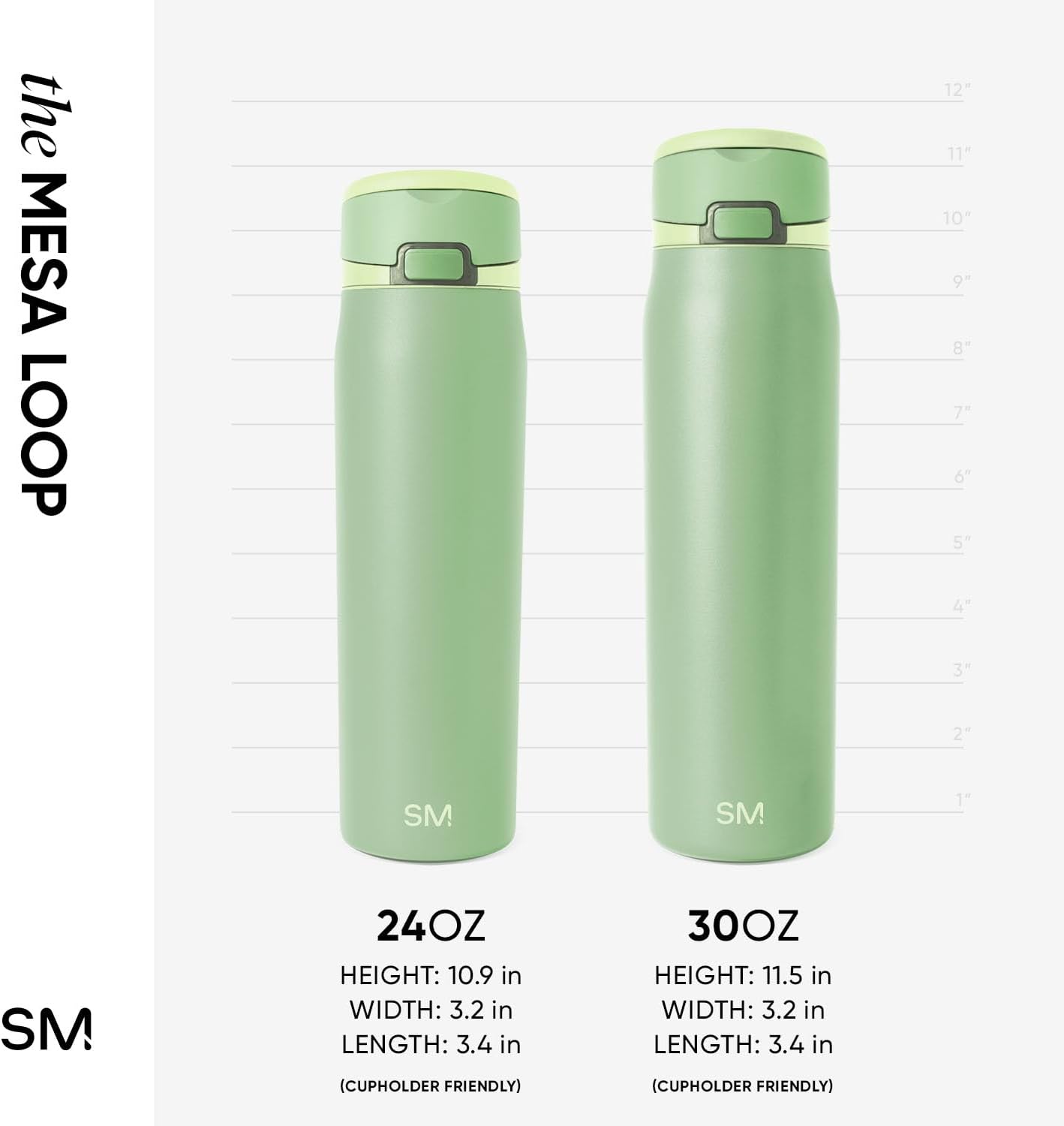 Simple Modern Mesa Loop Water Bottle with Covered Straw and Handle | 24oz Cup Holder Friendly Insulated Stainless Steel Bottles for Travel, Sports and School | Iris Sage - Colors B