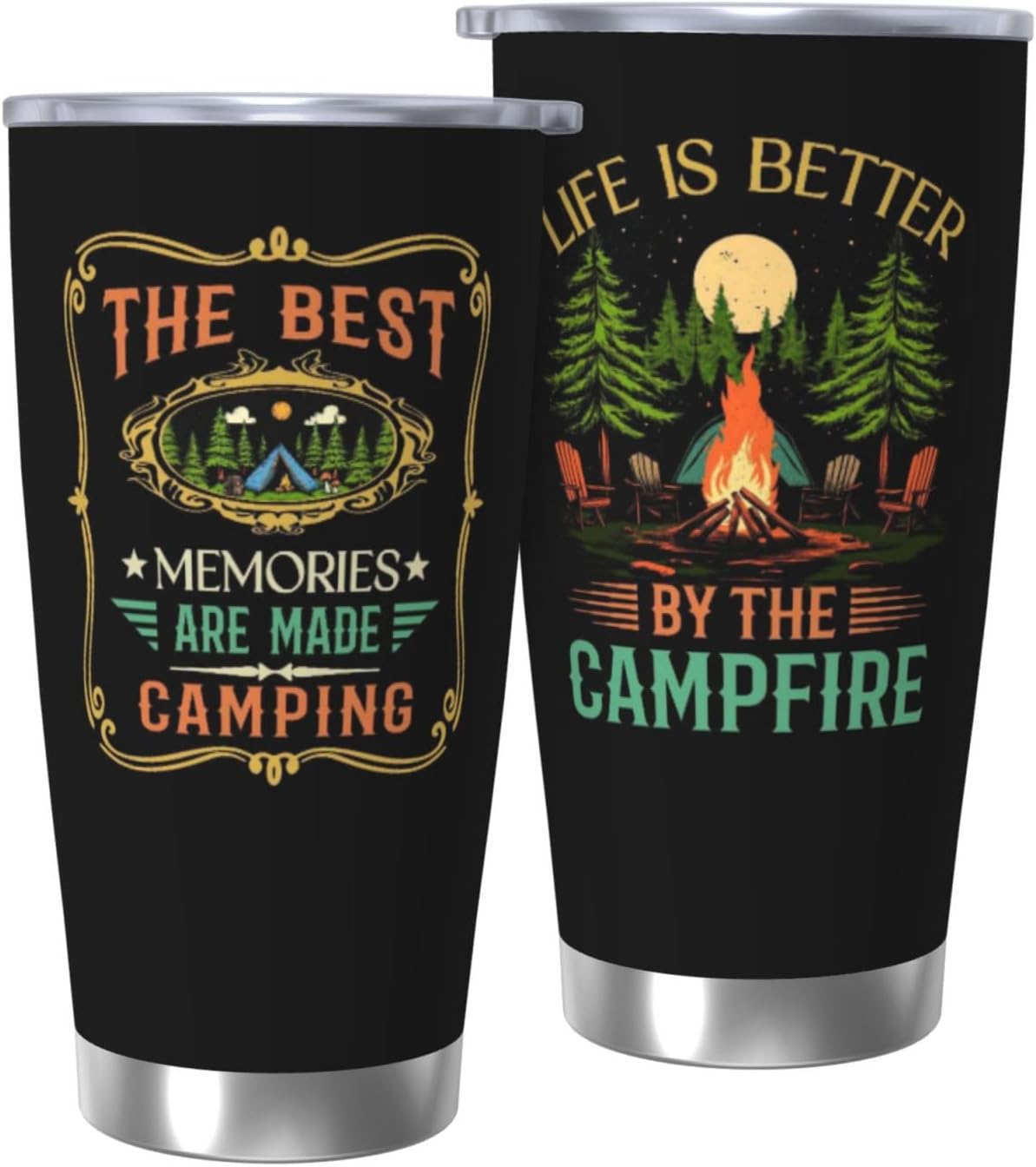 Camping Gifts for Men Women, Best Camp Coffee Mugs, Happy Camper Travel Mug, 20oz Coffee Tumbler, Camping Cup for Women Men