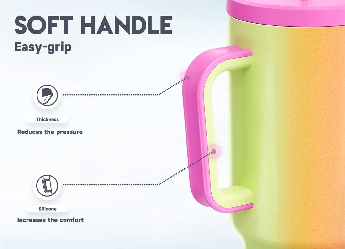 Meoky 40 oz Tumbler with Handle and Straw: Stainless Steel Insulated Tumbler with Lid and Straw - 100% Leak Proof Tumbler for Car Cup Holders - Travelers Commuters Workers, Donut