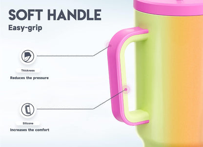Meoky 40 oz Tumbler with Handle and Straw: Stainless Steel Insulated Tumbler with Lid and Straw - 100% Leak Proof Tumbler for Car Cup Holders - Travelers Commuters Workers, Donut