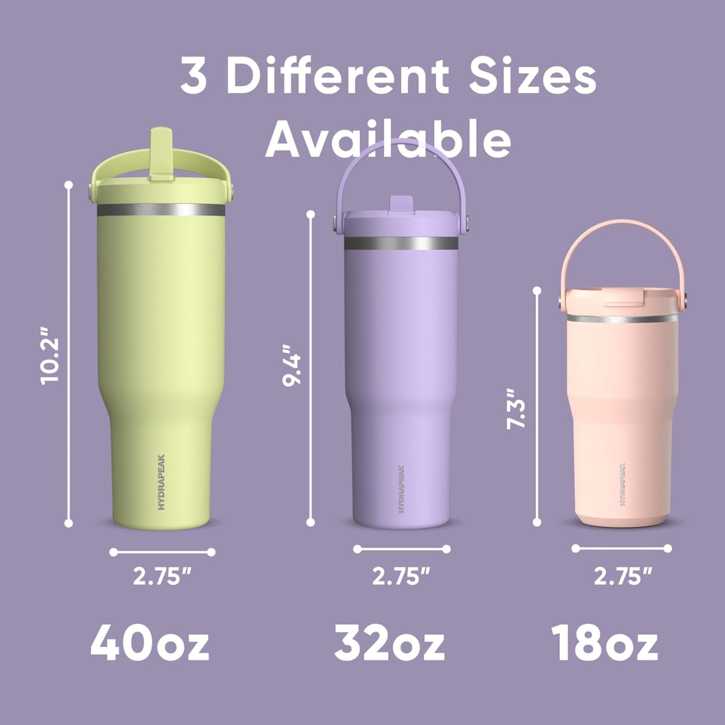 Hydrapeak Nomad 32oz Insulated Stainless Steel Travel Tumbler with Handle & Straw Lid, Leakproof, Cupholder Friendly, Keeps Drinks Cold 24 Hours, Reusable Bottle for Daily Hydration (Pale Sage)