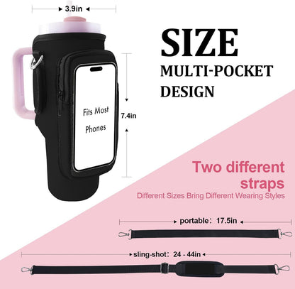 Stanley Carrier Bag for Stanley 40oz/30ozTumbler with Phone with 2 Adjustable Strap,3 Pockets Bottle Stanley Cup Carrier Bag & Case,Accessories for Hiking Travelling