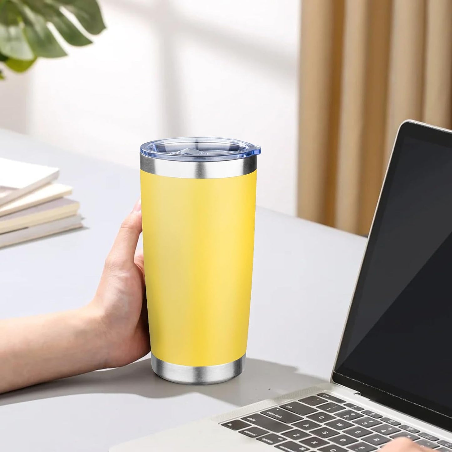 20oz Tumbler with Lid Double Wall Vacuum Insulated Travel Coffee Mug Stainless Steel Thermal Cup Powder Coated Sturdy Coffee Tumbler for Hot and Cold Beverage (Baby blue,1)