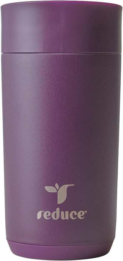 REDUCE Perk 10oz Insulated Coffee Tumbler – Leak-Proof with Lockable Lid and Vacuum Insulation–Durable Stainless Steel–Fits Car Cup Holders–One-Handed Travel Mug in Sand Leopard Print-Gentle Lavender