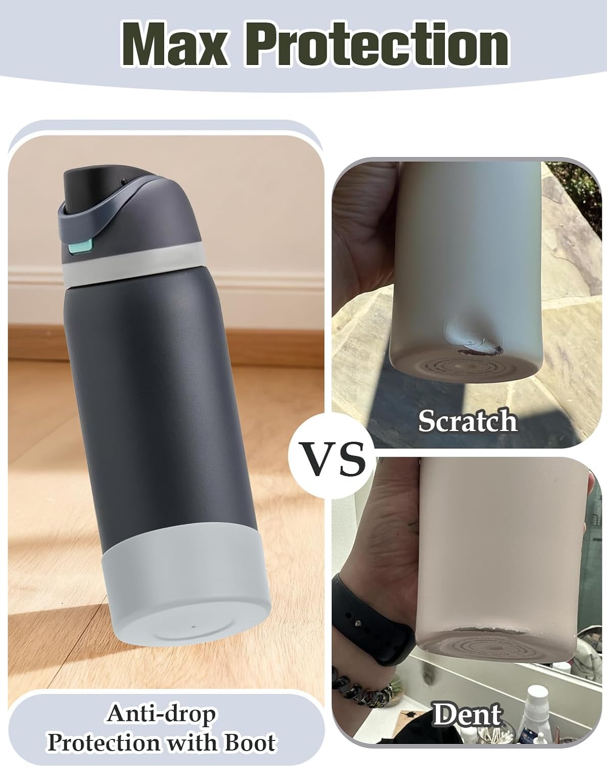 Mity rain 2PCS Silicone Boot for Owala Water Bottle 24 oz 32 oz, Anti-Slip Protective Sleeve Bottom Bumper Protector for FreeSip Stainless Steel Water Bottles Accessories