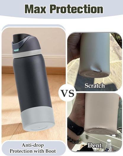 Mity rain 2PCS Silicone Boot for Owala Water Bottle 24 oz 32 oz, Anti-Slip Protective Sleeve Bottom Bumper Protector for FreeSip Stainless Steel Water Bottles Accessories