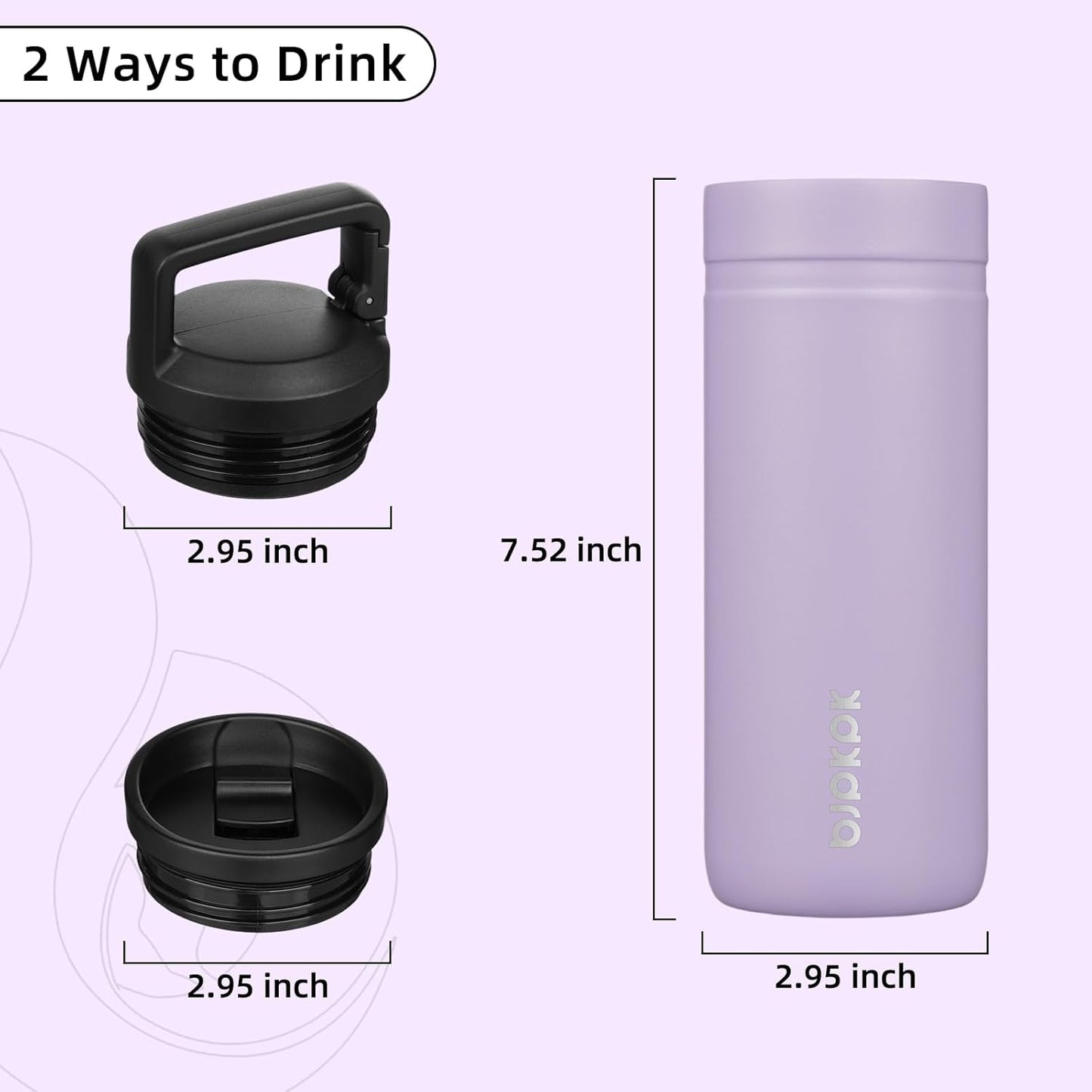 BJPKPK Insulated Water Bottle with 2 Lids,20 oz Double Wall Stainless Steel Vacuum Tumbler Travel Coffee Mug,Wide Mouth Thermal Cup,Haze Blue