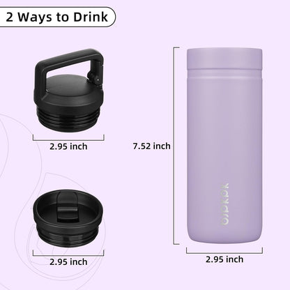 BJPKPK Insulated Water Bottle with 2 Lids,20 oz Double Wall Stainless Steel Vacuum Tumbler Travel Coffee Mug,Wide Mouth Thermal Cup,Haze Blue