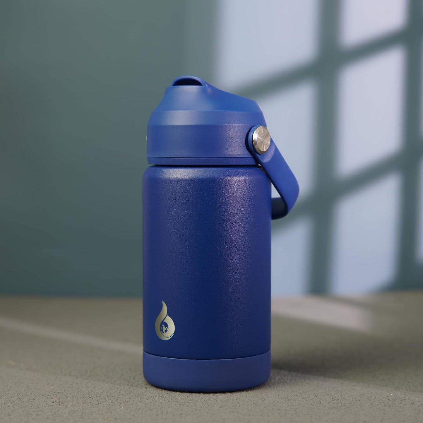 BJPKPK Insulated Water Bottle with Straw Lid, 18oz Thermo Water Bottles with Soft Nozzle, Flex Handle & Non-slip Boot, BPA Free Leak Proof Stainless Steel Metal Thermo, Tumblers, Cups,Sea Salt