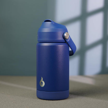 BJPKPK Insulated Water Bottle with Straw Lid, 18oz Thermo Water Bottles with Soft Nozzle, Flex Handle & Non-slip Boot, BPA Free Leak Proof Stainless Steel Metal Thermo, Tumblers, Cups,Sea Salt