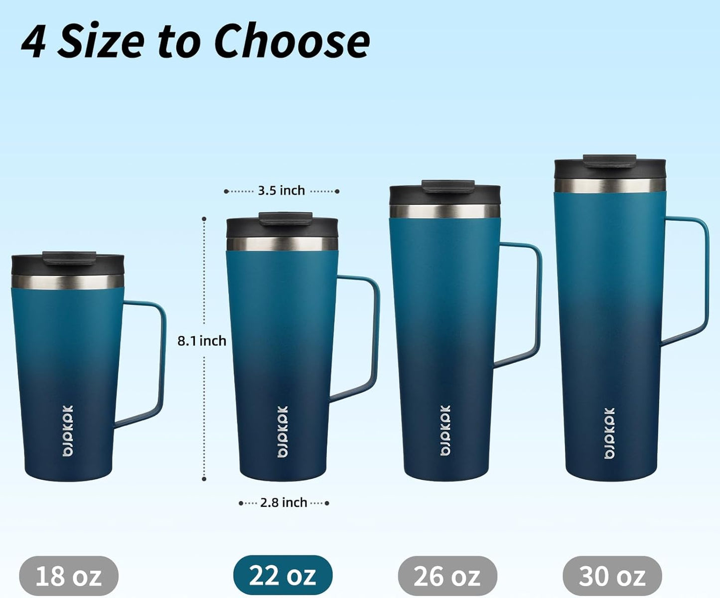BJPKPK Insulated Tumbler with Handle, 18oz Insulated Tumblers with Lid and Straw, Stainless Steel Metal Water Bottles, Coffee Travel Mugs, Cups, Marshmallow