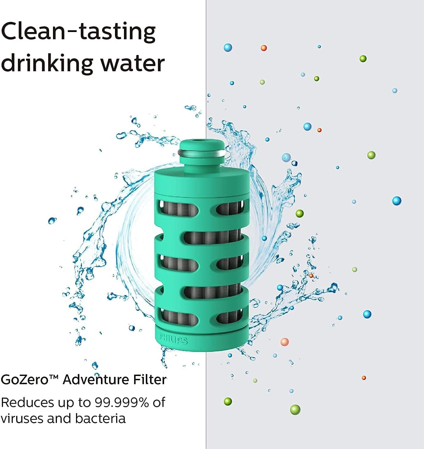 Philips Water GoZero Active BPA-Free Water Bottle with Fitness Tap Water Filter, Sport Squeeze Water Bottle, Lightweight, 24 oz with Fitness Filter, Plum