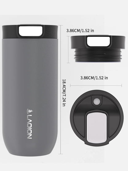 LAOION 17 oz Insulated Coffee Tumbler, Stainless Steel Travel Coffee Mug with Slider Lid, Reusable Iced Coffee Cup for Office, Car, Commute, Gray