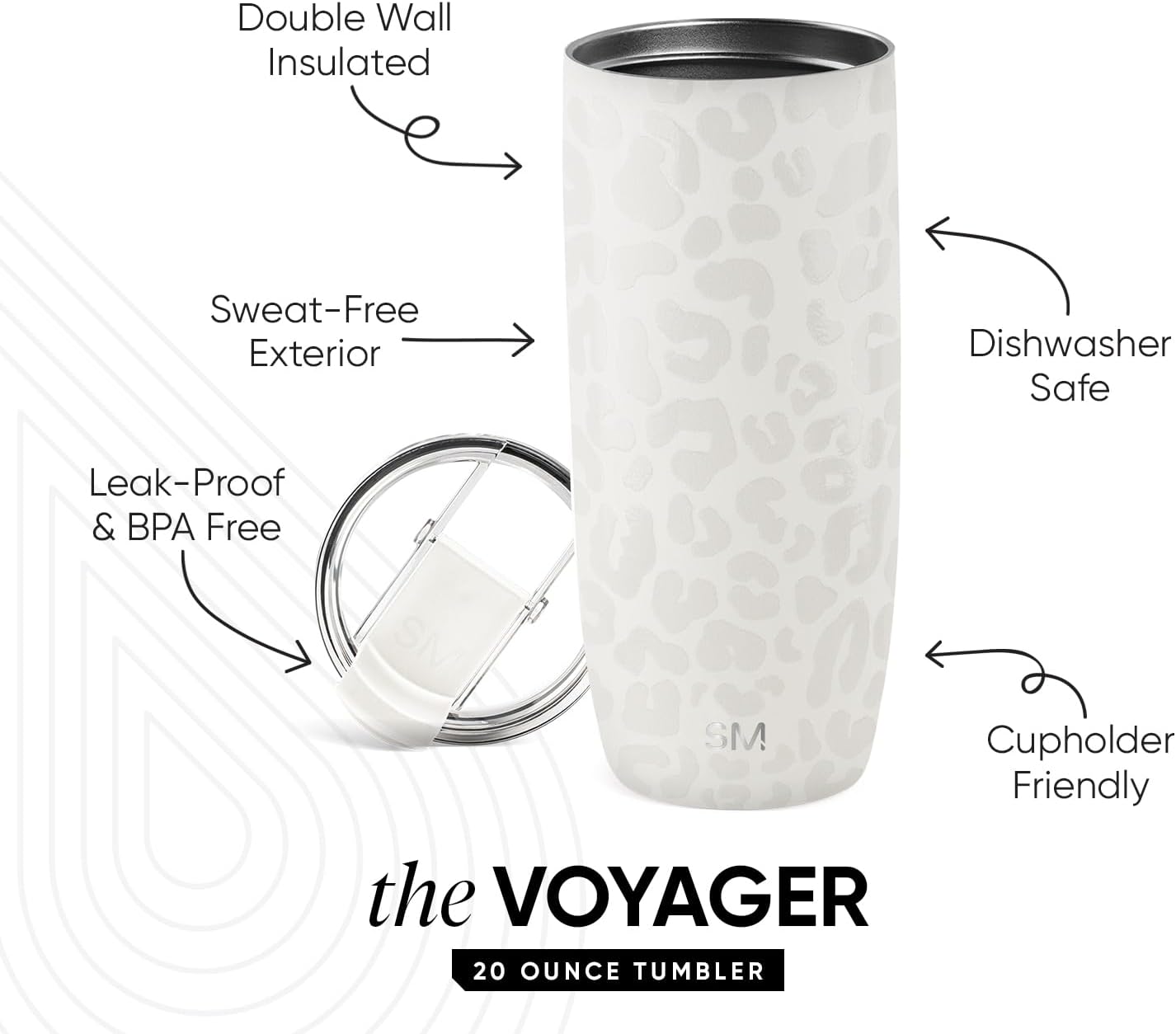 Simple Modern Voyager Tumbler with Flip Lid | Travel Coffee Mug | Insulated Stainless Steel Cold Brew Iced or Hot Coffee Cup | Gifts for Women Men Her Him | 16oz, Almond Birch