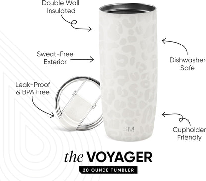 Simple Modern Voyager Tumbler with Flip Lid | Travel Coffee Mug | Insulated Stainless Steel Cold Brew Iced or Hot Coffee Cup | Gifts for Women Men Her Him | 16oz, Almond Birch