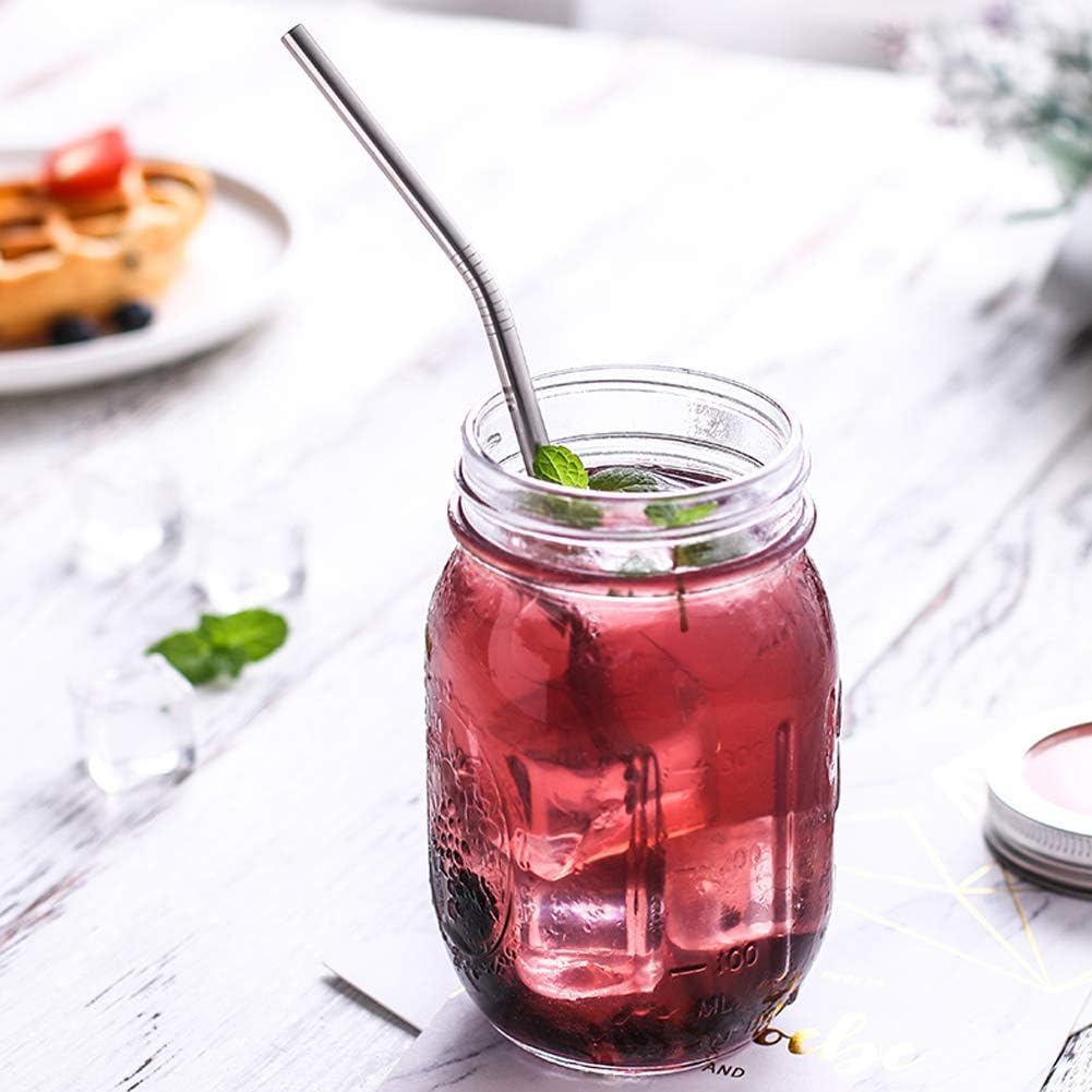 Set of 10 Stainless Steel Straws, HuaQi Straight Reusable Drinking Straws 10.5'' Long 0.24‘’ Dia for 30 oz Tumbler and 20 oz Tumbler, 2 Cleaning Brush Included (10 Straight Straw + 2 Brushes）