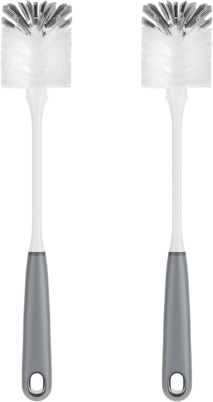 MR.SIGA Long Handle Bottle Brush, Flexible Scrub Brush for Water Bottles, Glasswares, Mugs, Black, 2 Pack