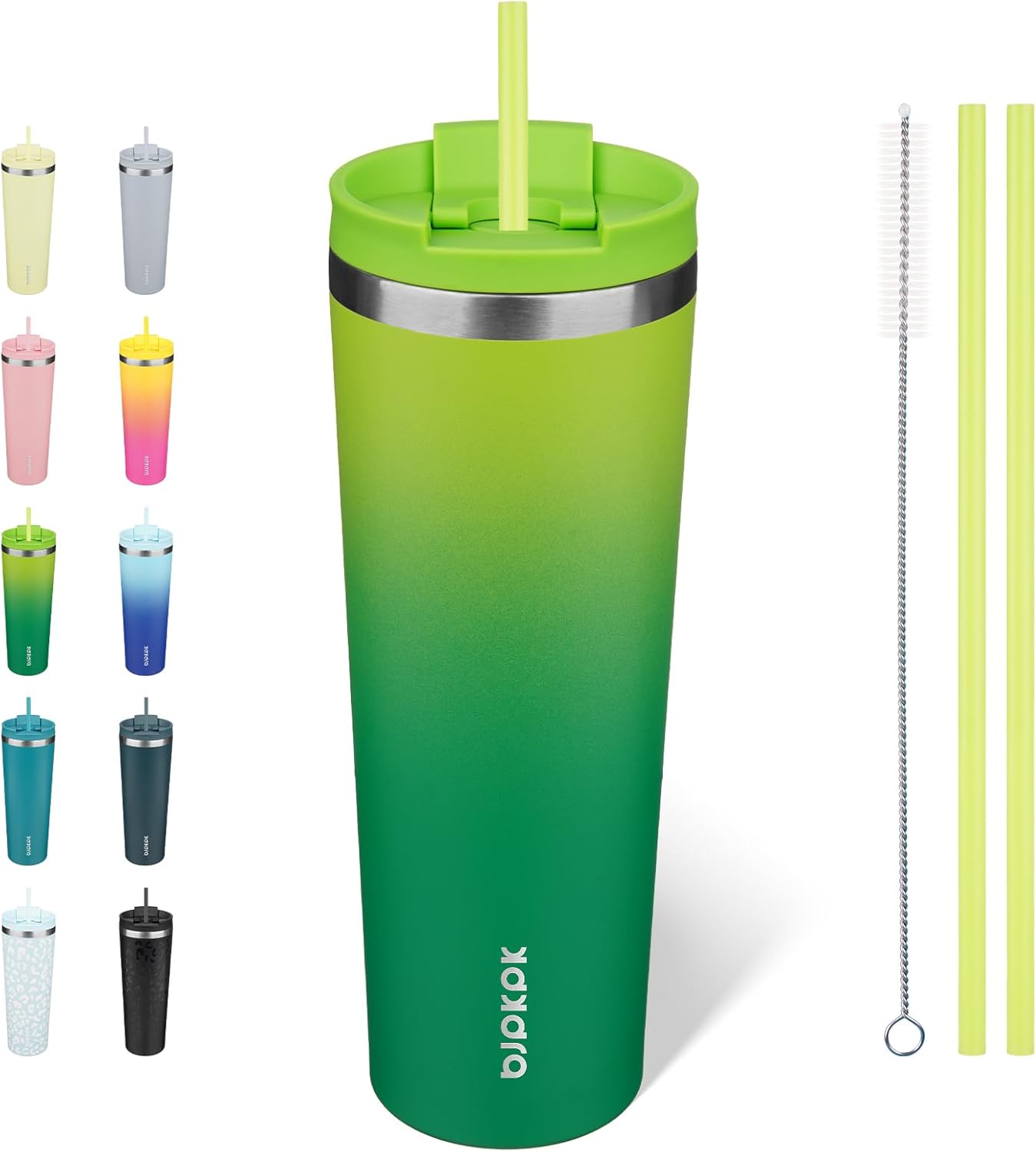 BJPKPK 22oz Insulated Tumbler With lid And Straw Stainless Steel Tumblers Travel Coffee Mug Reusable Thermal Cup,Sky