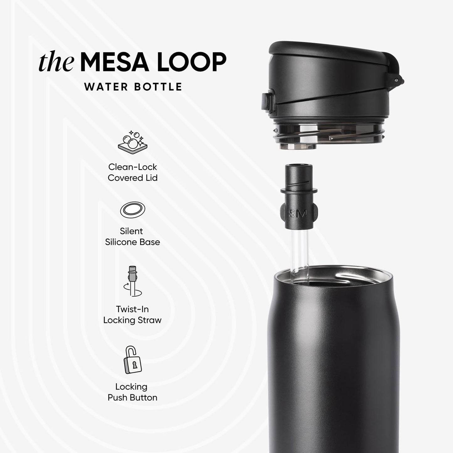 Simple Modern Mesa Loop Water Bottle with Covered Straw and Handle | 24oz Cup Holder Friendly Insulated Stainless Steel Bottles for Travel, Sports and School | Iris Sage - Colors B