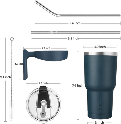 BJPKPK Tumbler With Handle And Straw Lid 40 oz Stainless Steel Insulated Coffee Tumbler Cups For Home, Office or Car,Turquoise