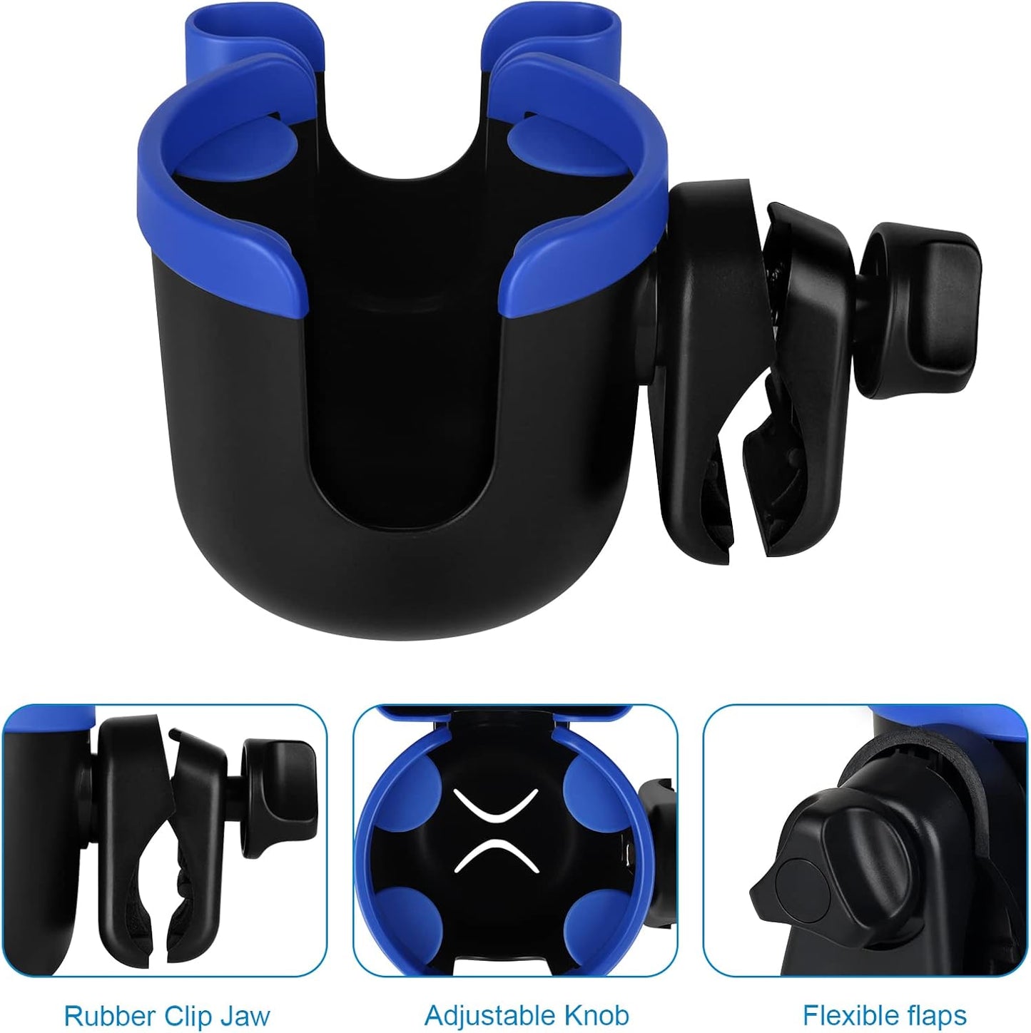 Accmor Stroller Cup Holder with Phone Holder, Bike Cup Holder, Universal Cup Holder for Uppababy Nuna Doona Strollers, 2-in-1 Cup Holder for Walker, Wheelchair, Scooter - Colors A