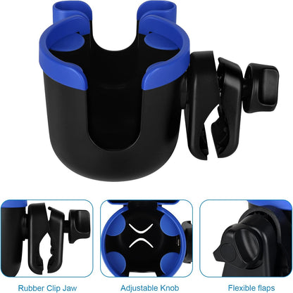 Accmor Stroller Cup Holder with Phone Holder, Bike Cup Holder, Universal Cup Holder for Uppababy Nuna Doona Strollers, 2-in-1 Cup Holder for Walker, Wheelchair, Scooter - Colors A