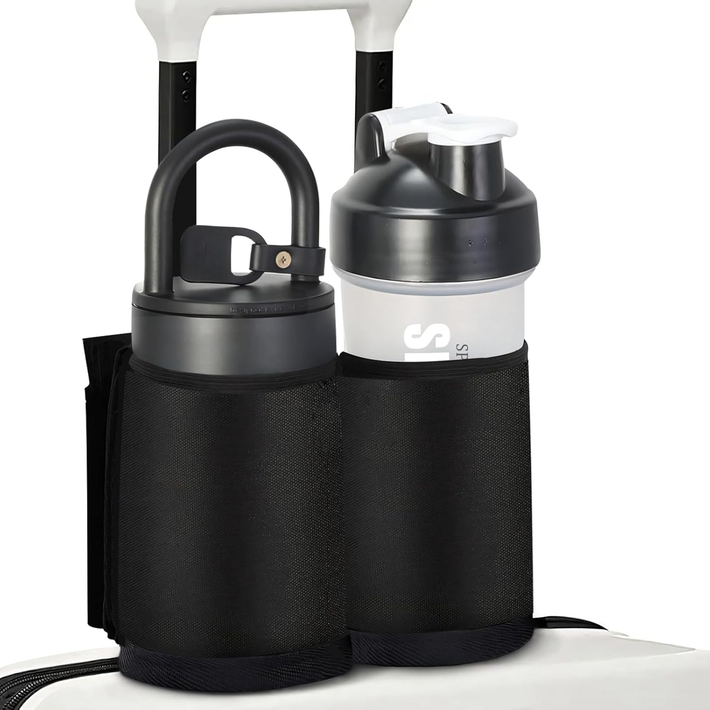 Luggage Cup Holder for Suitcases Free Hands, Travel Accessories, Luggage Cup Caddy Gifts, Beverage Holder, Universal Luggage Accessories for Flight Attendants, Business Travelers, Grey