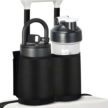 Luggage Cup Holder for Suitcases Free Hands, Travel Accessories, Luggage Cup Caddy Gifts, Beverage Holder, Universal Luggage Accessories for Flight Attendants, Business Travelers, Grey