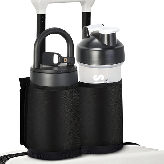 Luggage Cup Holder for Suitcases Free Hands, Travel Accessories, Luggage Cup Caddy Gifts, Beverage Holder, Universal Luggage Accessories for Flight Attendants, Business Travelers, Grey