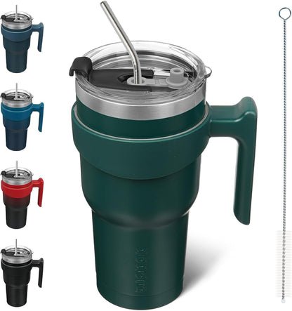 BJPKPK Tumbler With Handle And Straw Lid 40 oz Stainless Steel Insulated Coffee Tumbler Cups For Home, Office or Car,Turquoise