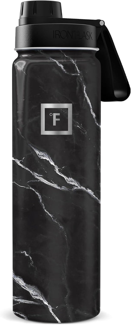 IRON °FLASK Camping & Hiking Hydration Flask with Straw, Wide Mouth Insulated Stainless Steel Sports Water Bottle - 22 oz Aurora