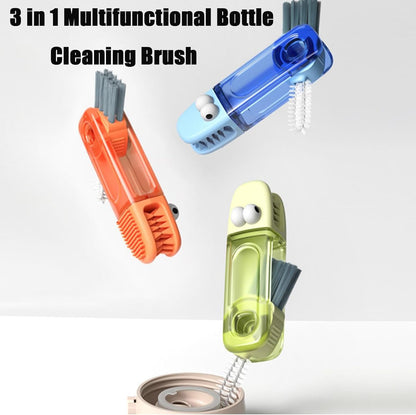 PandaEar 3-in-1 Crocodile Bottle Lid Cleaning Brush Set, Tiny Crevice Gap Cleaner for Insulated Tumblers, Sport Water Bottles & Baby Bottles, 3 PCS Brush for Lids & Straws (Blue/Orange/Green)