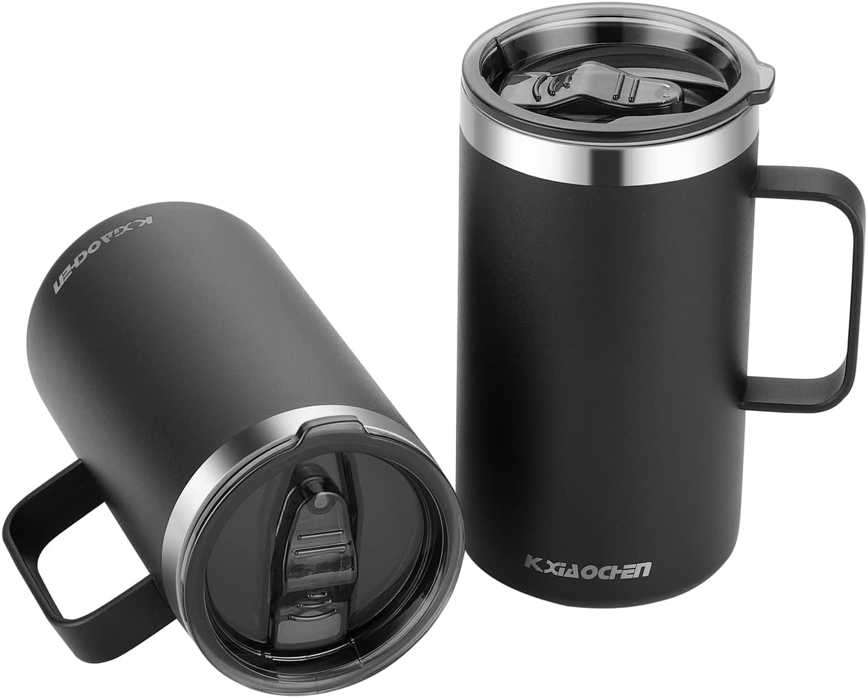 KXIAOCHEN 20oz Insulated Coffee Mug with Lid, Stainless Steel Coffee Cup, Double Wall Vacuum Coffee Tumbler with Handle, Premium Thermal Travel Coffee Mug (Navy Blue)
