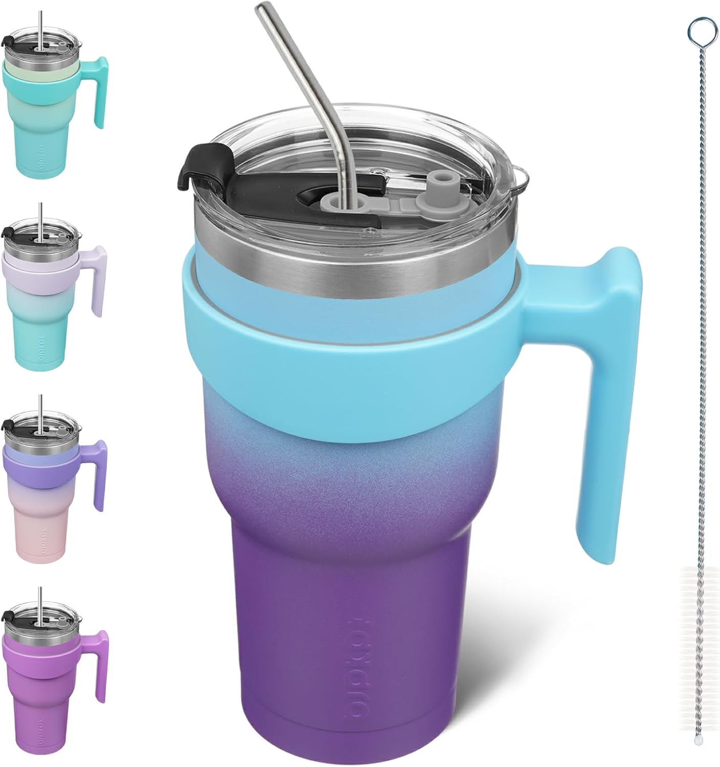 BJPKPK Tumbler With Handle And Straw Lid 40 oz Stainless Steel Insulated Coffee Tumbler Cups For Home, Office or Car,Turquoise