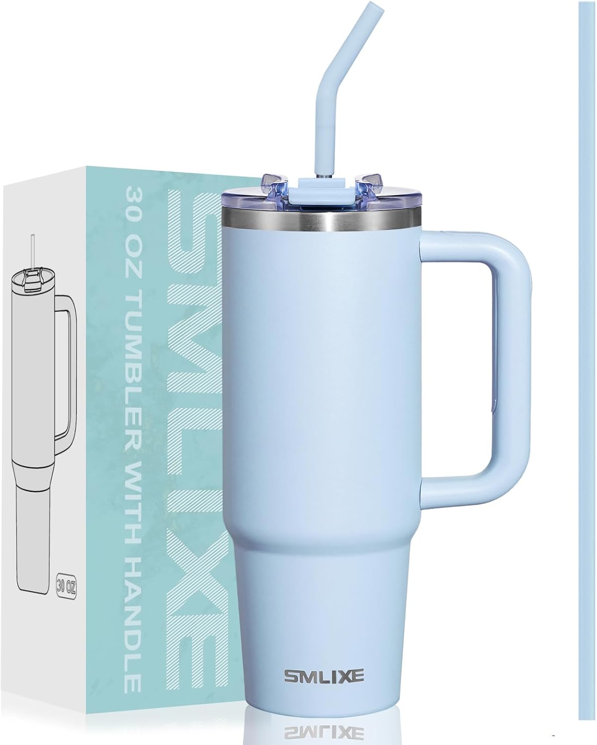40 oz Tumbler with Handle and Straw Lid,Insulated Reusable Stainless Steel Water Bottle Travel Mug，Cupholder Friendly Double Wall Vacuum Sealed Cup (Black)