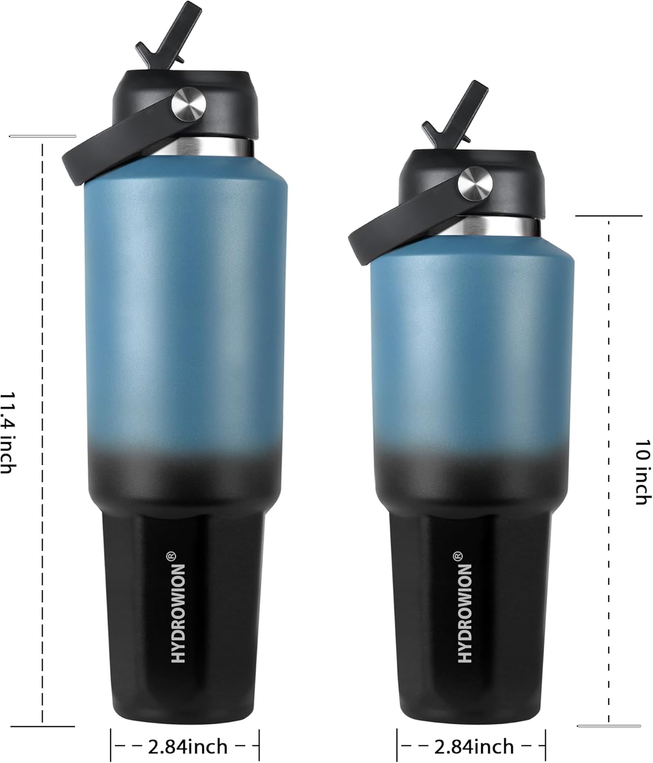 HYDROWION 32oz Stainless Steel Water Bottle(Cold for 48 Hrs, Hot for 24 Hrs),Double Wall Vacuum Insulated Water Bottle with Straw Lid, Spout Lid and Flex Cap, Fit in Any Car Cup Holder,Black