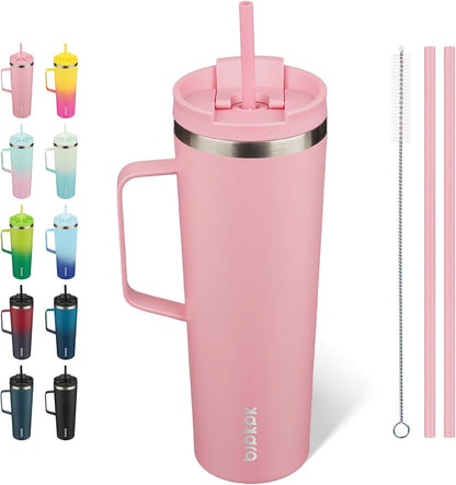 BJPKPK Insulated Tumbler with Handle, 18oz Insulated Tumblers with Lid and Straw, Stainless Steel Metal Water Bottles, Coffee Travel Mugs, Cups, Marshmallow