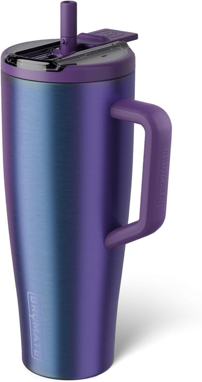 BrüMate Era Flip 30oz Tumbler with 100% Leakproof Covered Straw Lid | Hygienic Covered Straw | Insulated Stainless Steel Water Bottle with Handle | Cup Holder Friendly | BPA-Free (Sage)
