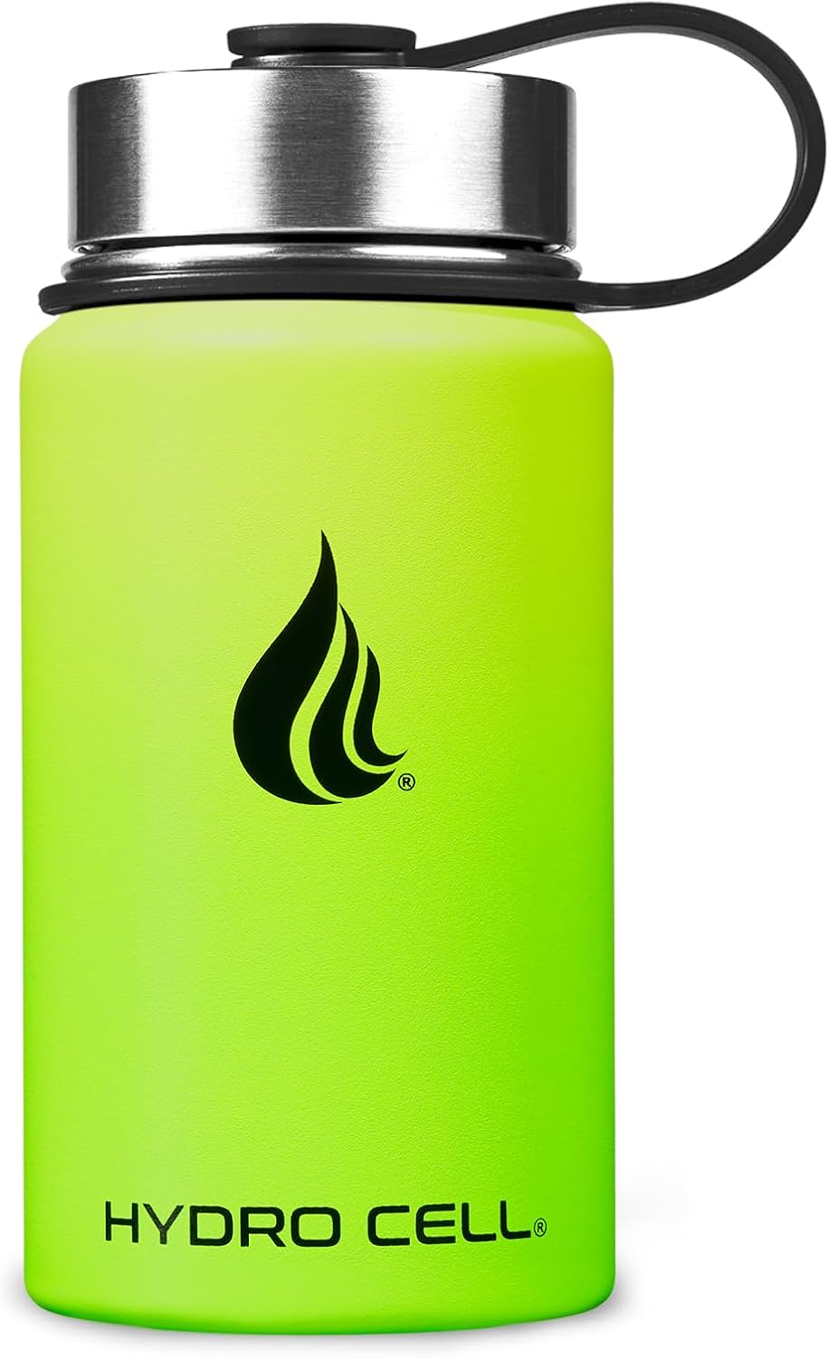 HYDRO CELL Stainless Steel Insulated Water Bottle with Straw - For Cold & Hot Drinks - Metal Vacuum Flask with Screw Cap and Modern Leakproof Sport Thermos for Adults (Neon 18oz)