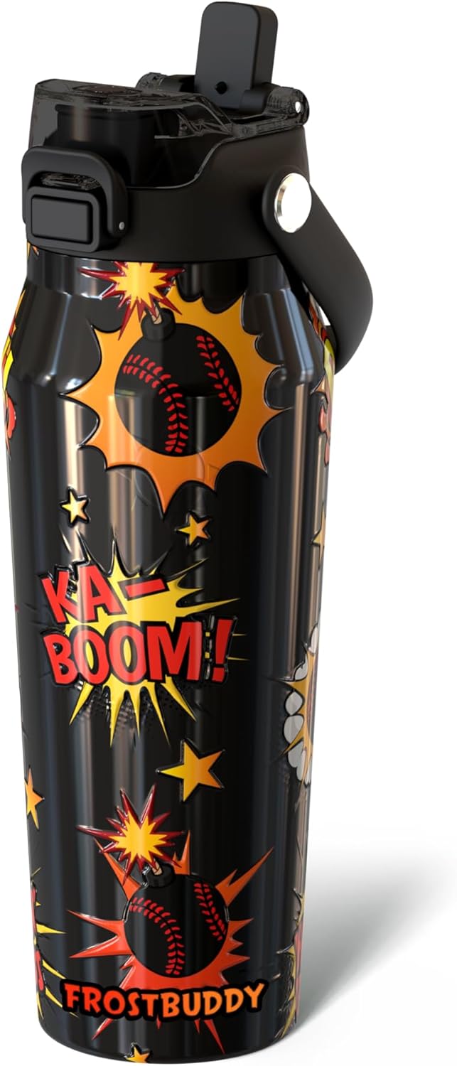 Frost Buddy 24oz Insulated Water Bottle with Straw & Chug Lid | Leak-Proof Stainless Steel | 24-Hours Cold | Sweat-Proof, Cup Holder Friendly | Ideal for Gym, Travel, Sports & Everyday Hydration - Colors B