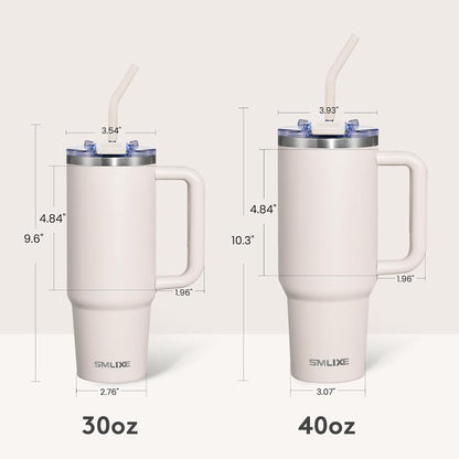 40 oz Tumbler with Handle and Straw Lid,Insulated Reusable Stainless Steel Water Bottle Travel Mug，Cupholder Friendly Double Wall Vacuum Sealed Cup (Black)