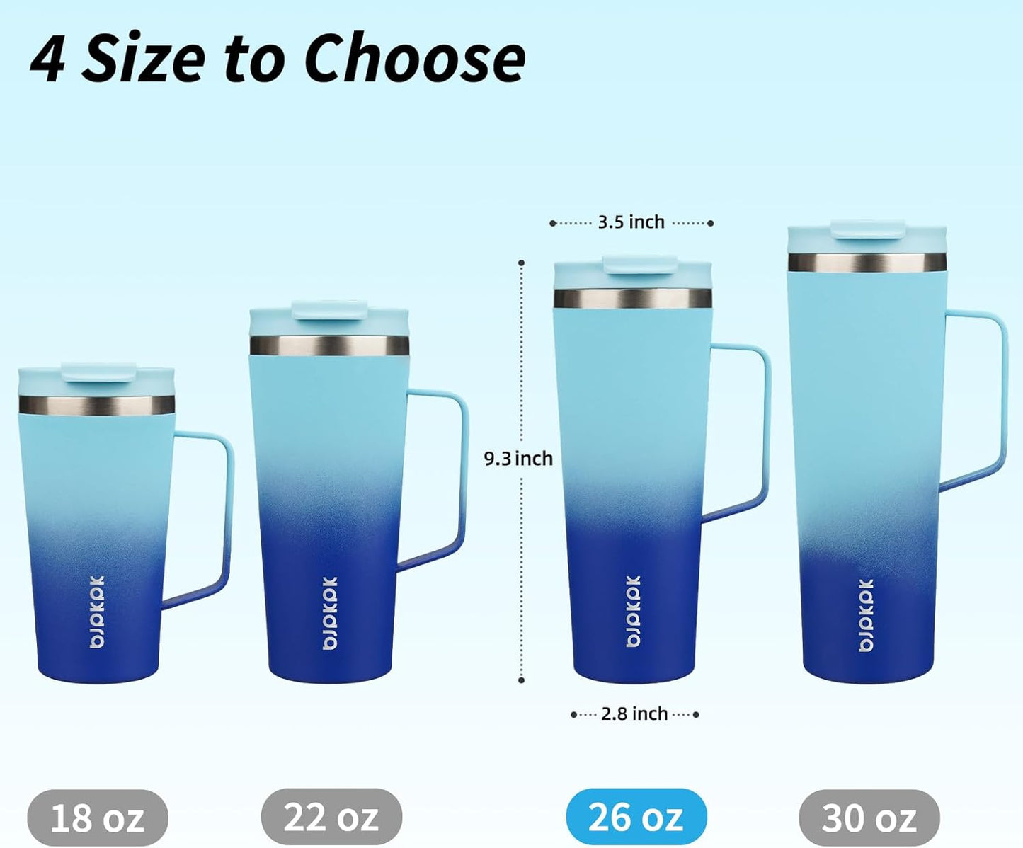 BJPKPK Insulated Tumbler with Handle, 18oz Insulated Tumblers with Lid and Straw, Stainless Steel Metal Water Bottles, Coffee Travel Mugs, Cups, Marshmallow
