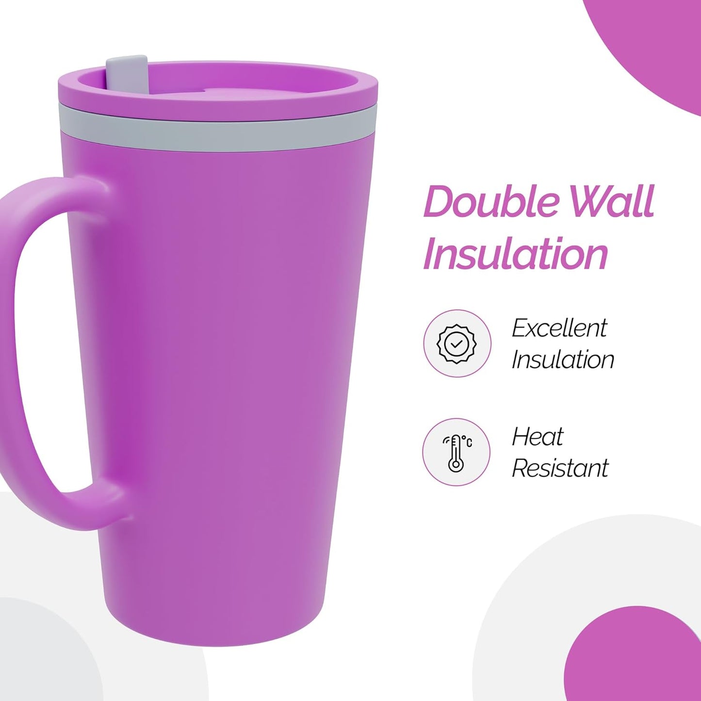 Copco Cone Desk Mug, 16 oz - Double Wall Insulated Coffee Mug with Twist-Off Lid, Handle & Slide Tab - Travel-Friendly Cup for Hot or Cold Drinks, BPA-Free, Microwave & Dishwasher Safe (Brown)